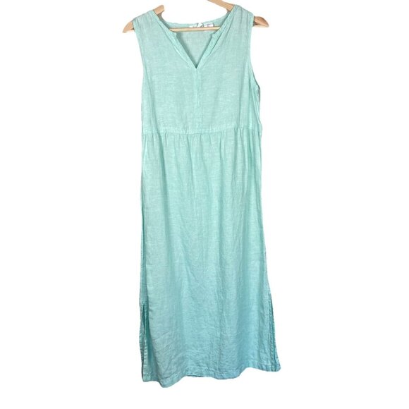 Sigrid Olsen 100% Linen Midi Dress Size Small Beach Coastal Resortwear Teal - Picture 1 of 8